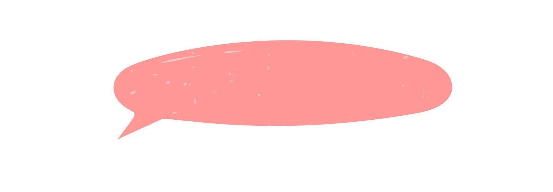 Hand drawn rough pink sticker speech bubble with organic paper texture. Bubble patch doodle in rectangle form. Fun message design element for conversation or comment template. vector