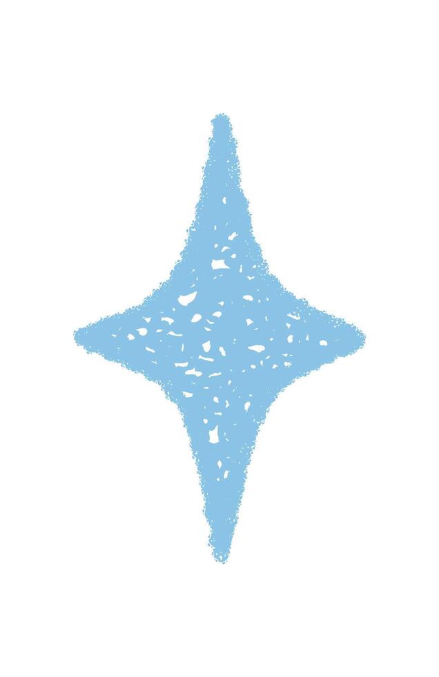Firework star symbol in crayon sketch style with sparkle effect. Magic shine and subtle blue burst add a glow and spark, creating a unique graphic. Dynamic isolated icon for festive party themed vector