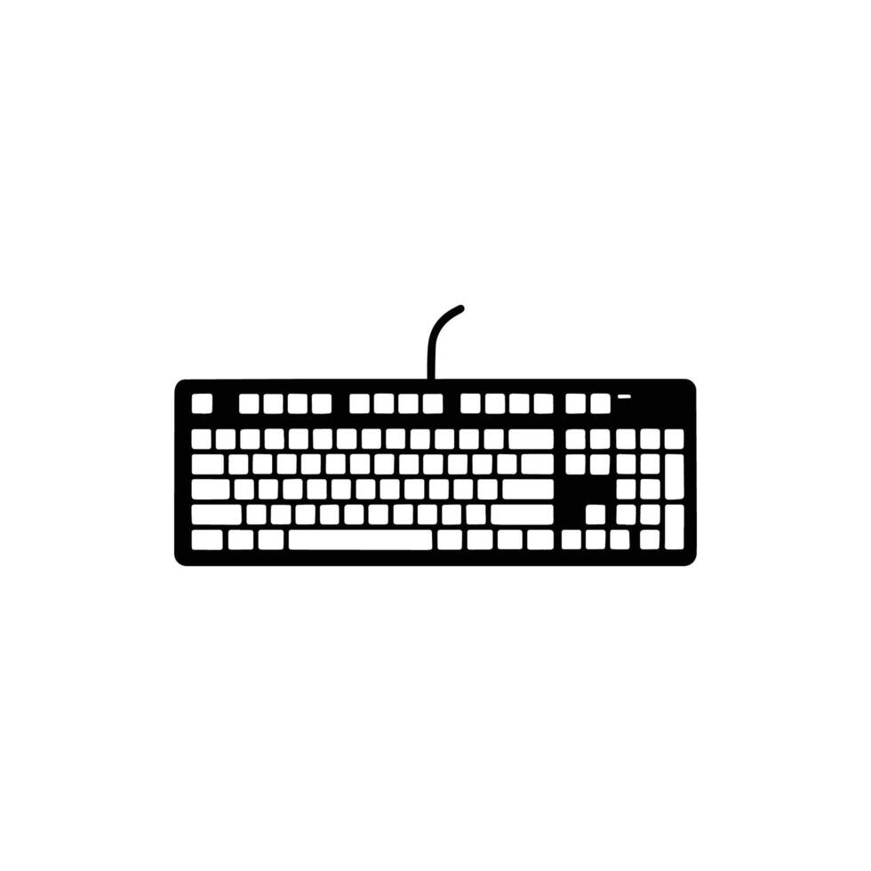 computer keyboard silhouette icon desktop typing device illustration vector