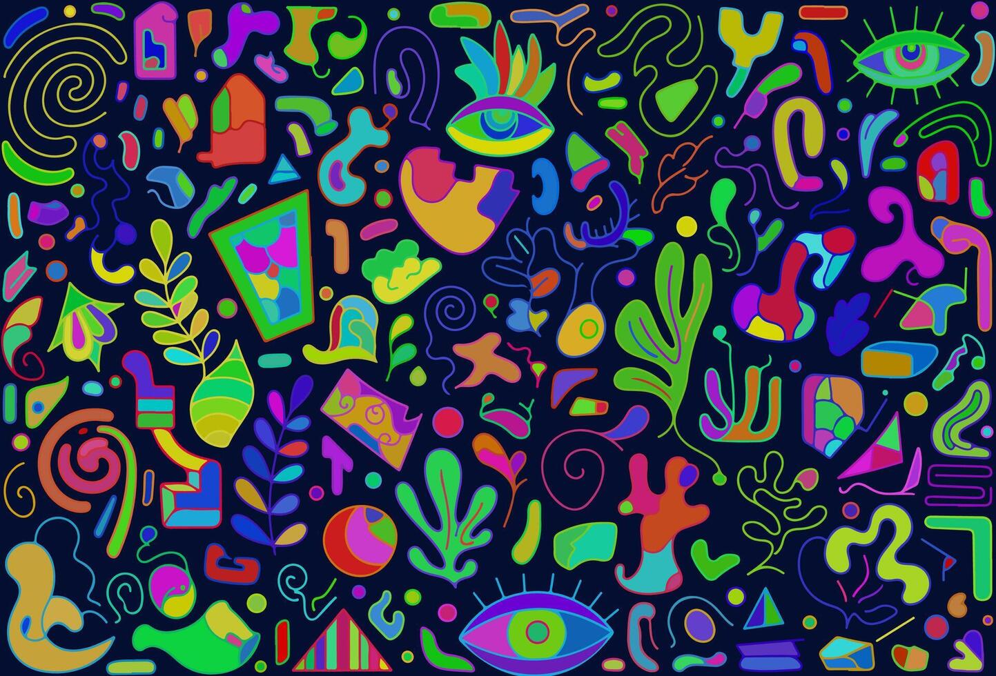 A colorful abstract pattern with many different shapes and designs vector