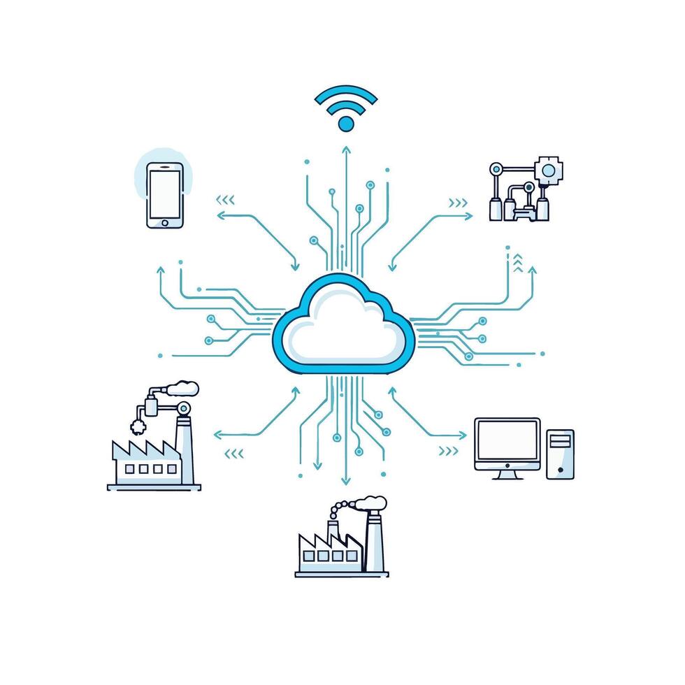 nube informática y red conexión ilustración vector