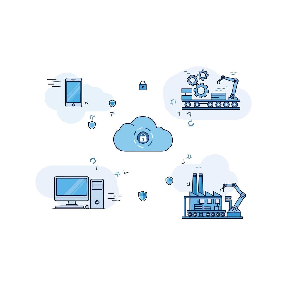 Cloud Computing and Online Data Sharing Illustration vector