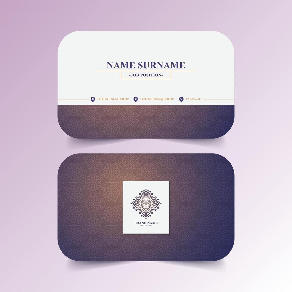 Modern Gradient Business Card Template with Geometric Pattern and Ornament vector