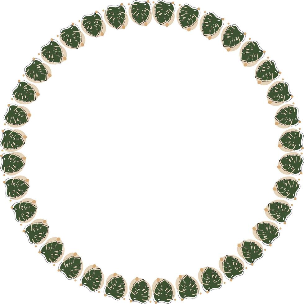 Green plant nature elements frame. Aesthetic elements on white background border with empty space vector