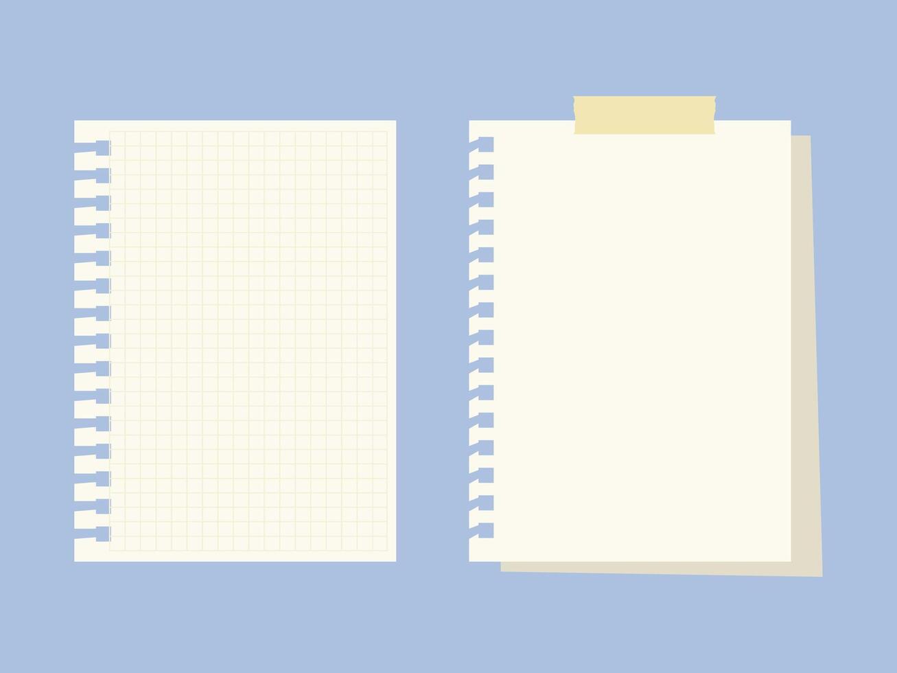 A Collection of Yellow Note Paper with Perforated Edges, including Blank and Grid-Lined Pages vector