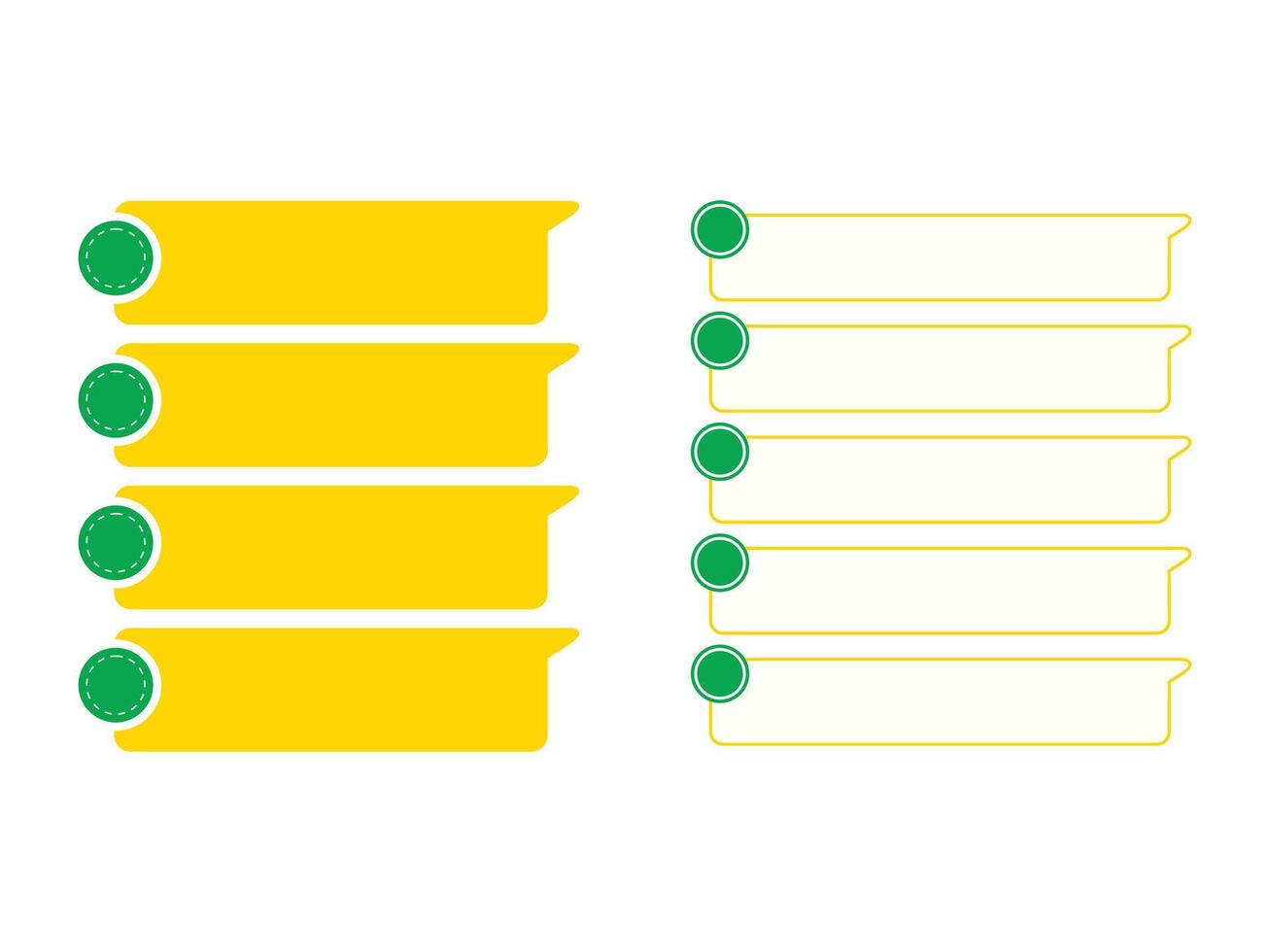 A Modern Infographic Template with Yellow and Green Bullet Points for Checklists or To-Do Lists vector