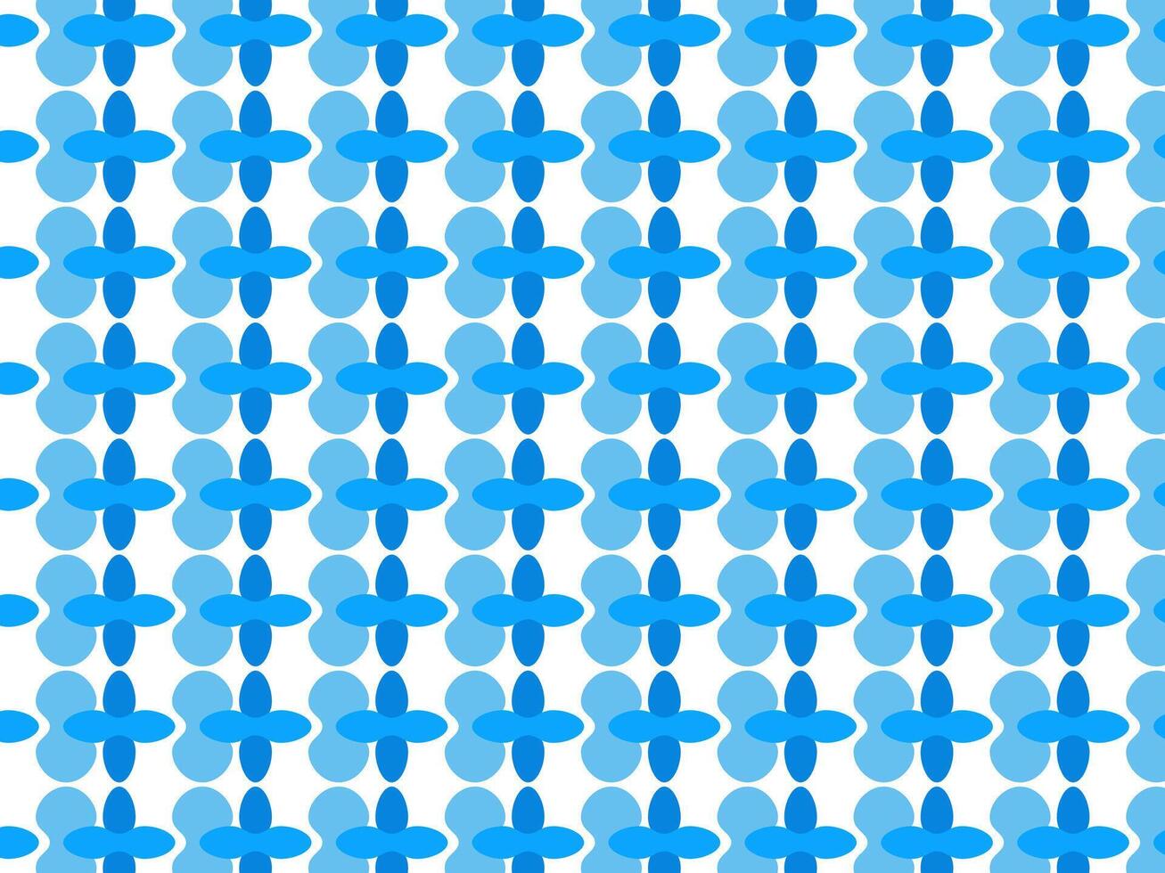 Abstract rounded cross repeating tile in blue tones background vector