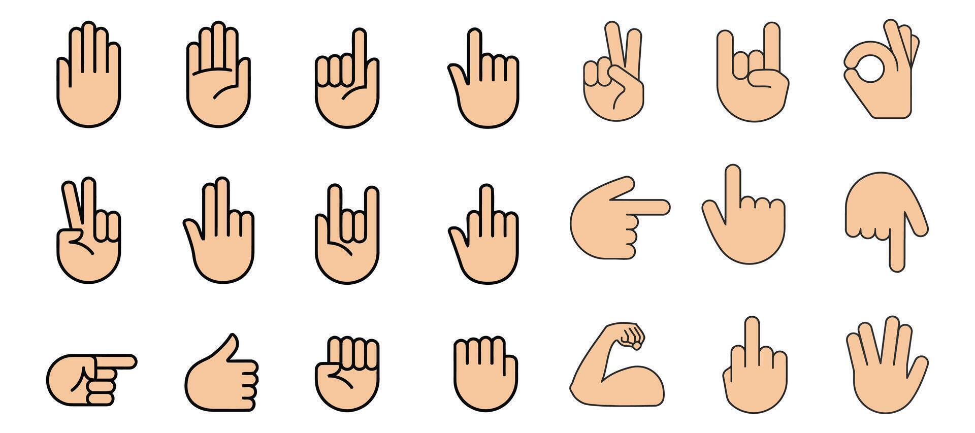 Diverse Hand Gestures Icons Set for Communication and Design Projects vector