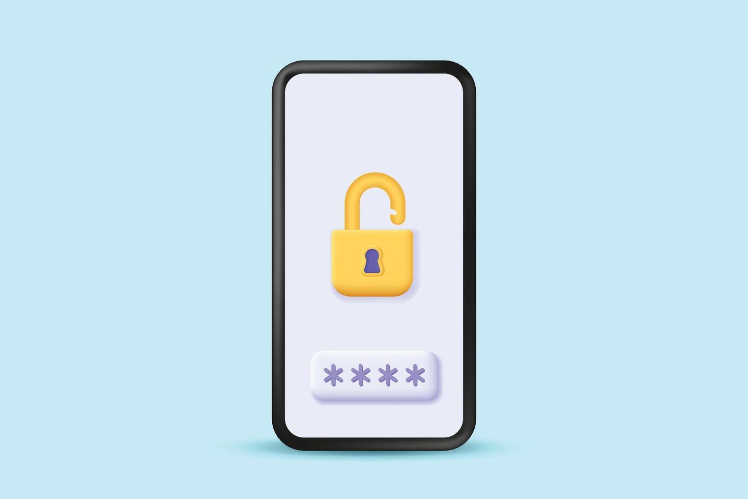 Unlock icon on mobile phone vector