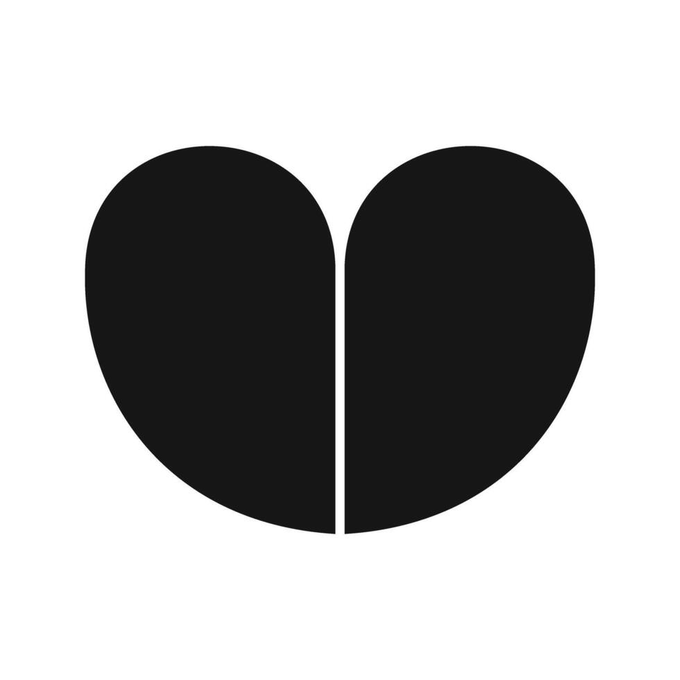 Flower diagram with 2 petals. Pie chart divided on two equal segments in leaf shapes isolated on white background. Floral layout for business data presentation. graphic illustration vector