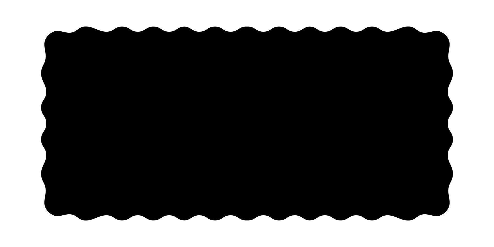 Rectangle shape with wavy edges. Rectangular form with curvy borders. Empty text box, stamp, tag or label isolated on white background. graphic illustration vector