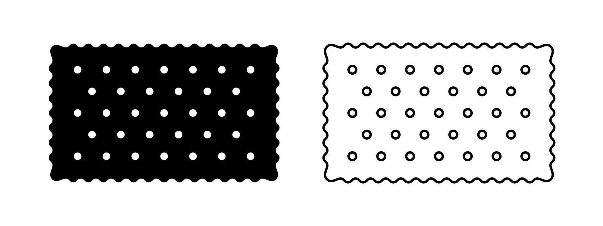 Set of whole rectangular cracker icons. Sweet or salty biscuit cookies rectangle shapes. Popular crunchy snacks isolated on white background. graphic illustration vector