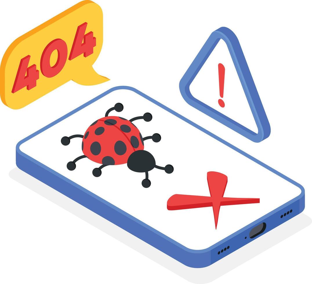 404 Error Page Bug and Not Found Concept vector