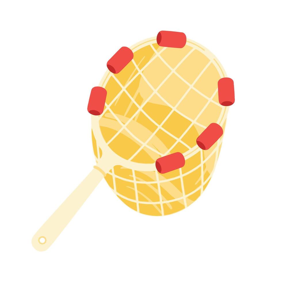 Golden ceremonial torch with a red netted flame, symbolizing enlightenment and discovery for a Columbus Day theme. vector