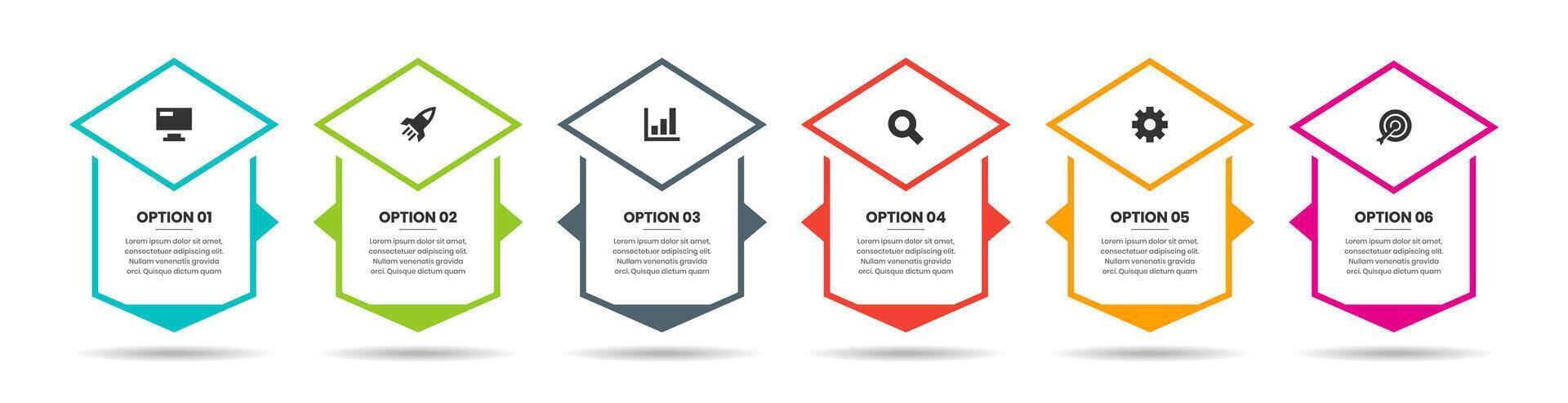 Label Infographic Element Design Templates with Icons and 6 Options or Steps. Suitable for Presentations, Workflow Layout, Banner, Flow Chart vector