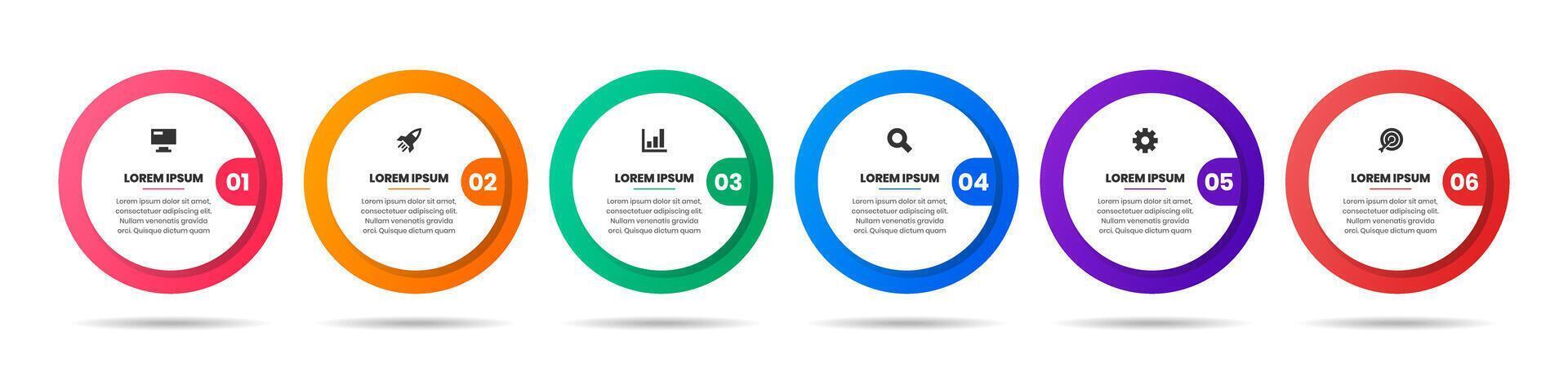 Circle Infographic Element Design Templates with Icons and 6 Options. Suitable for Process Diagram, Workflow Layout, Banner, Flow Chart vector