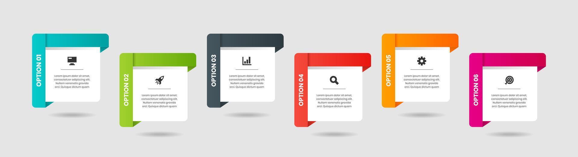 Square Infographic Element Design Templates with Icons and 6 Options. Suitable for Process Diagram, Workflow Layout, Banner, Flow Chart vector