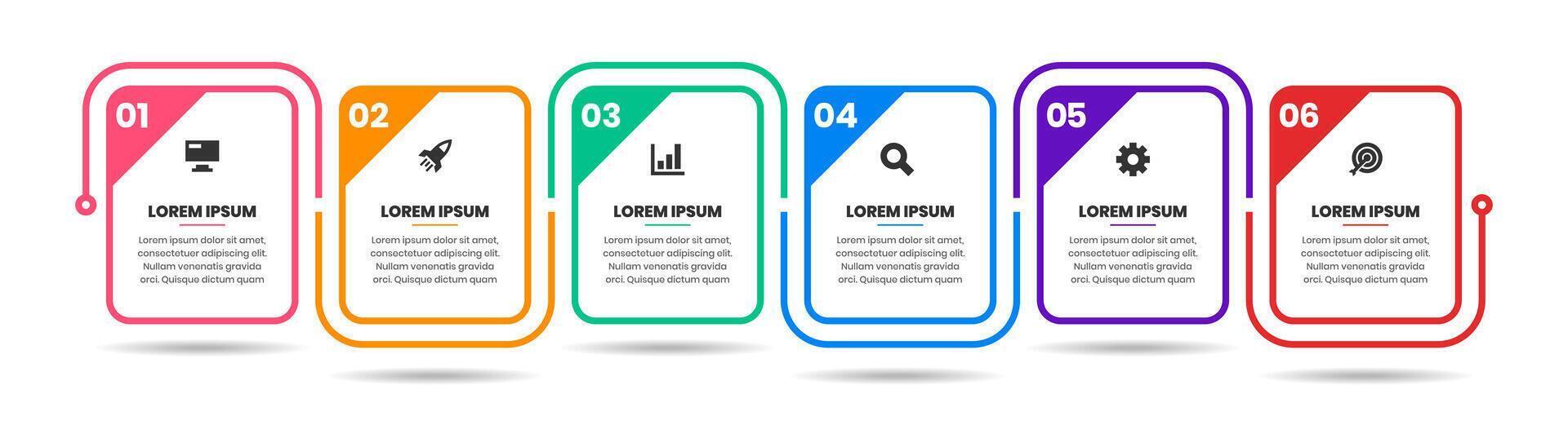Line Infographic Element Design Templates with Icons and 6 Numbers. Suitable for Process Diagram, Presentations, Banner, Infographic vector