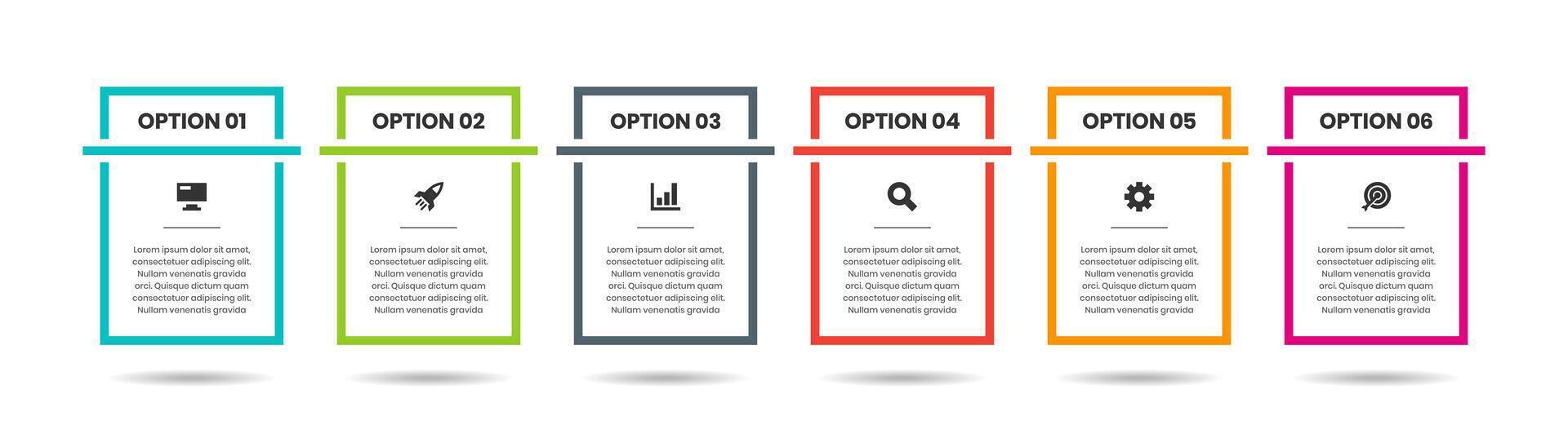 Line Infographic Element Design Templates with Icons and 6 Options. Suitable for Process Diagram, Presentations, Workflow Layout, Infographic vector