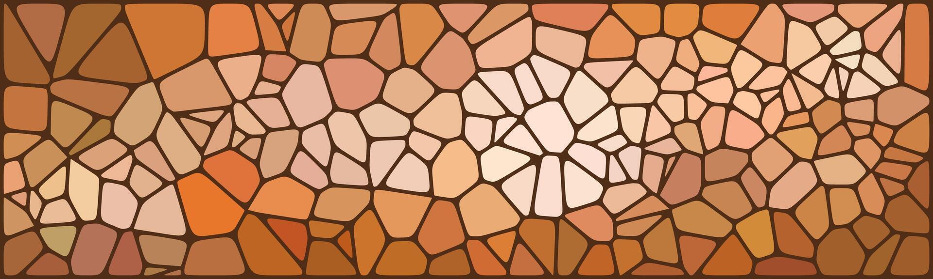 Abstract brown mosaic pattern with irregular stone-like shapes forming a decorative geometric design. vector