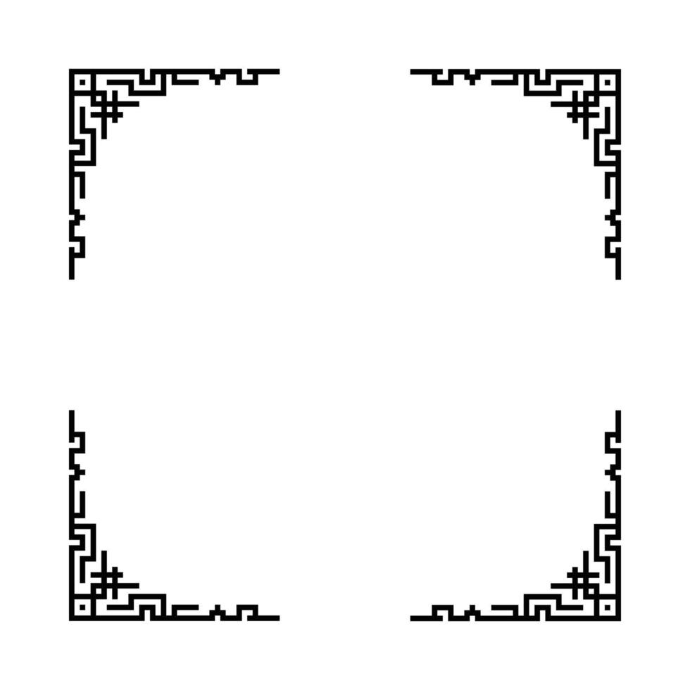 black and white frame with a white background. The frame is square and has a decorative border. vector