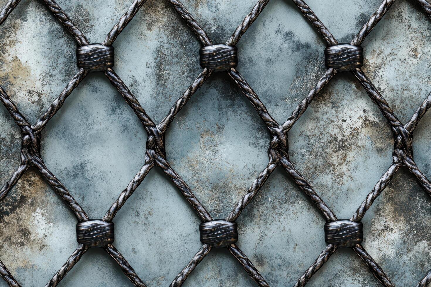 Metal lattice design with textured surface and intricate knot patterns photo