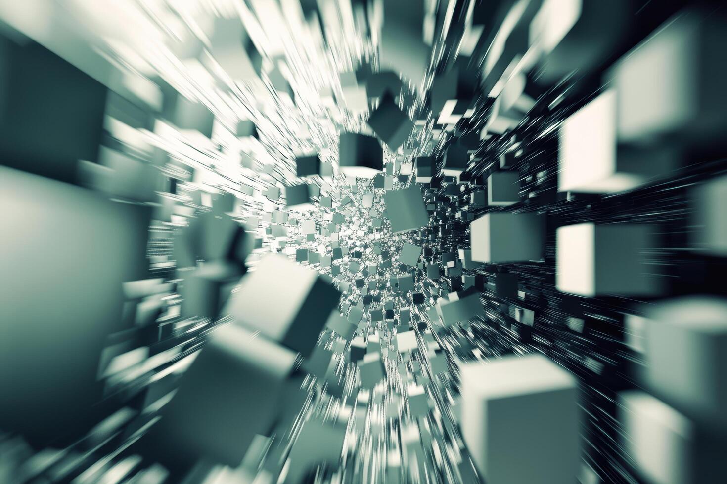 Abstract representation of digital data movement in a 3D space photo