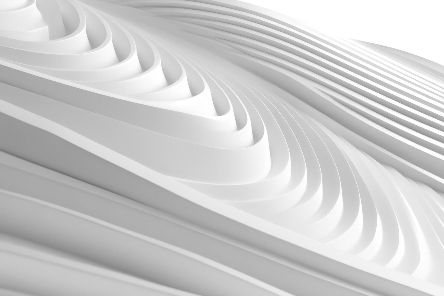 Modern architecture featuring a white, layered structure with wave patterns photo