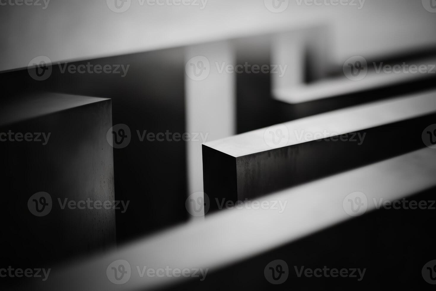 Abstract black metal shapes create intriguing patterns and depth photo