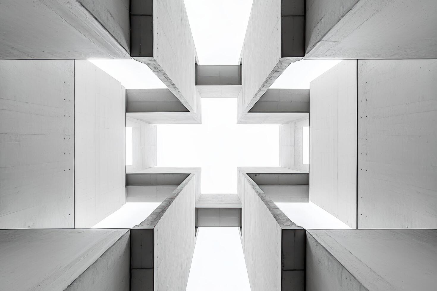 Modern architectural design view from below with geometric patterns photo