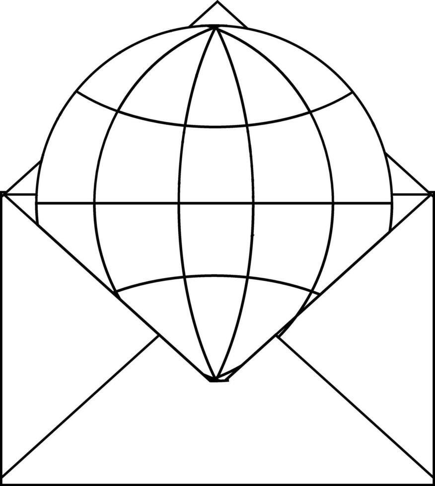 globe icon and open envelope icon with white background vector