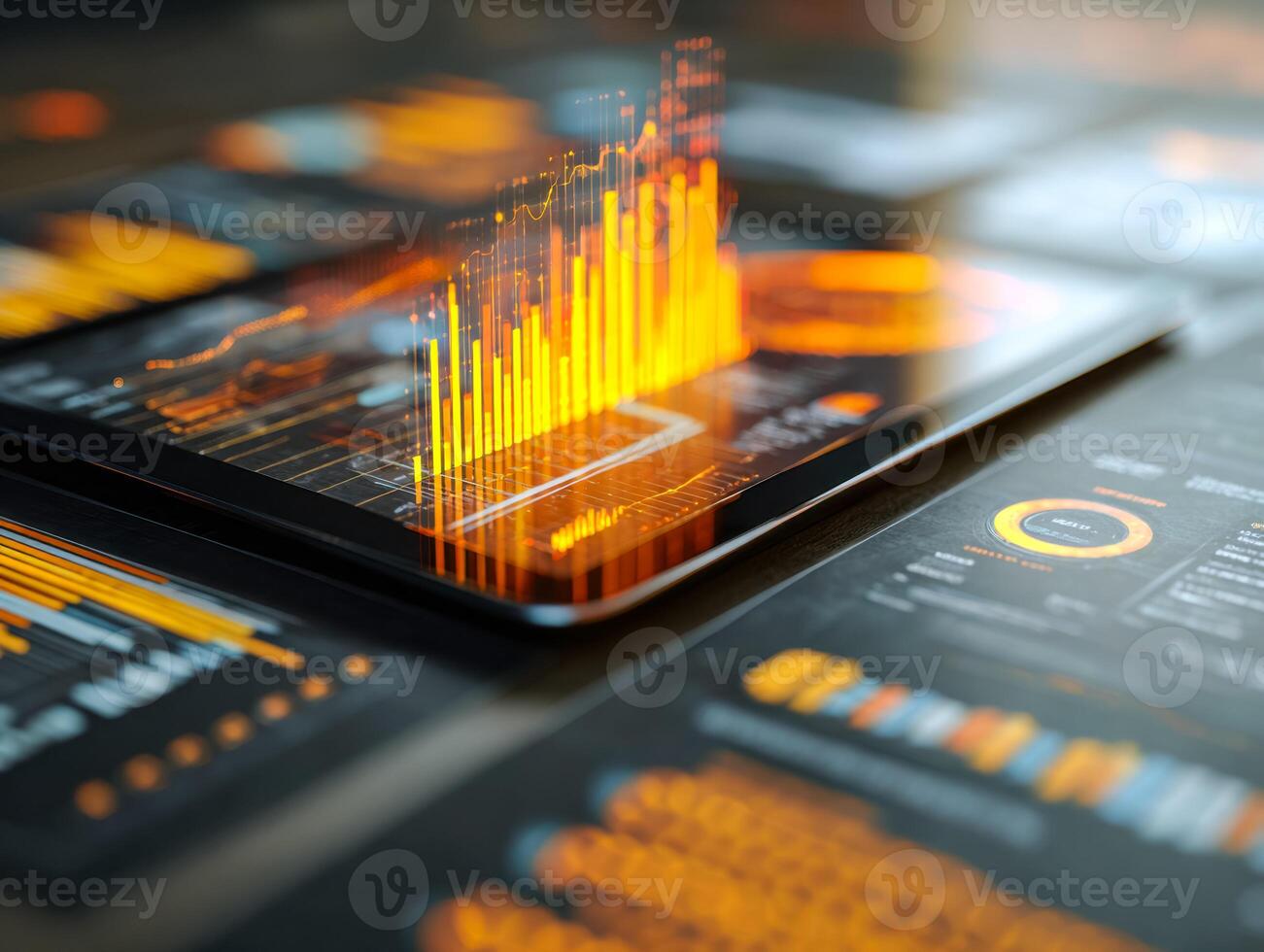 Digital analytics and data visualization on a mobile device showcasing financial growth photo