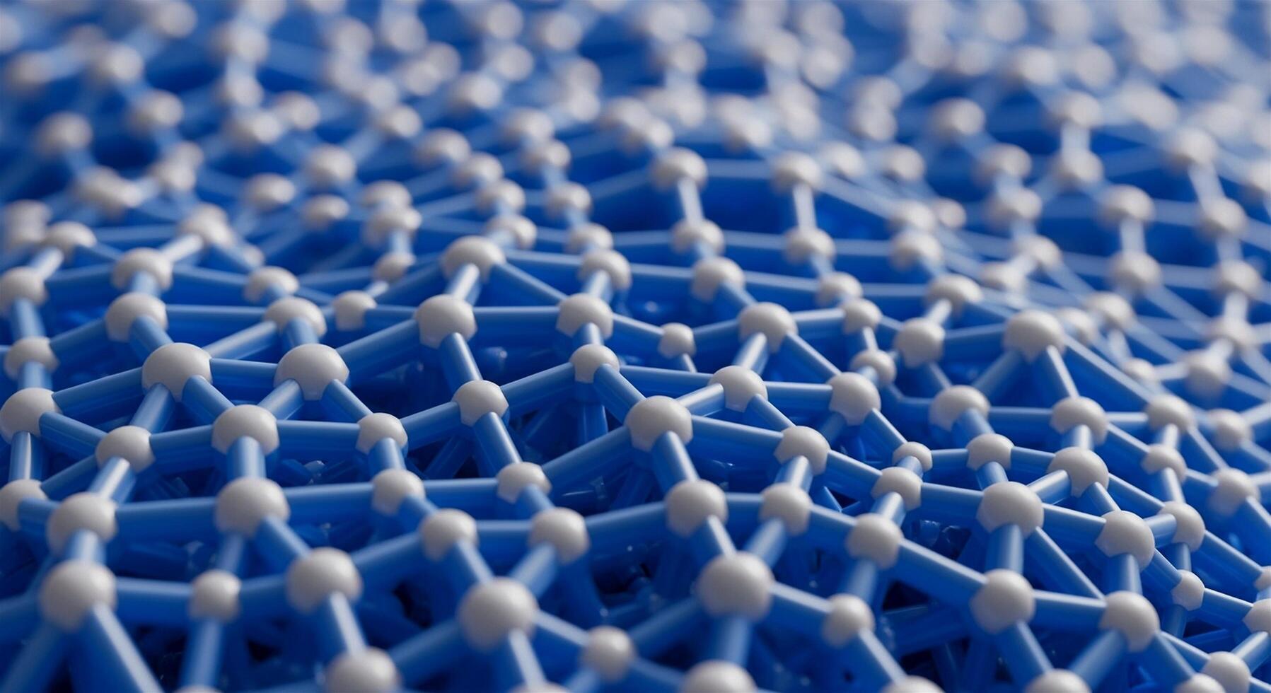 Abstract 3D rendering of a molecular structure with blue background. photo