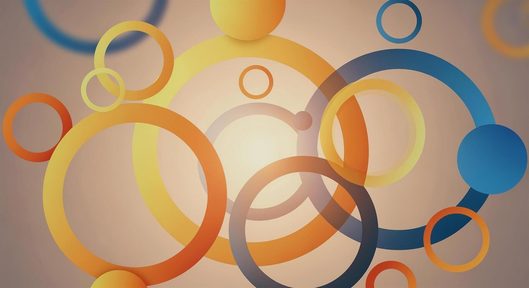 Abstract background with colorful overlapping circles and rings creating a modern and dynamic pattern. photo