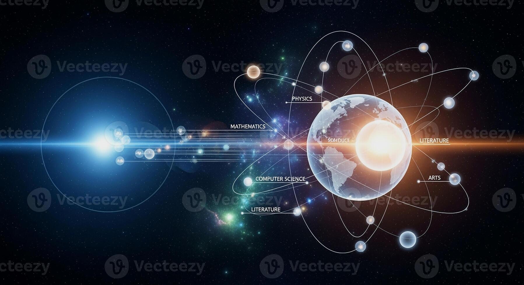 Global Network Connection with Earth and Digital Data Flow. photo