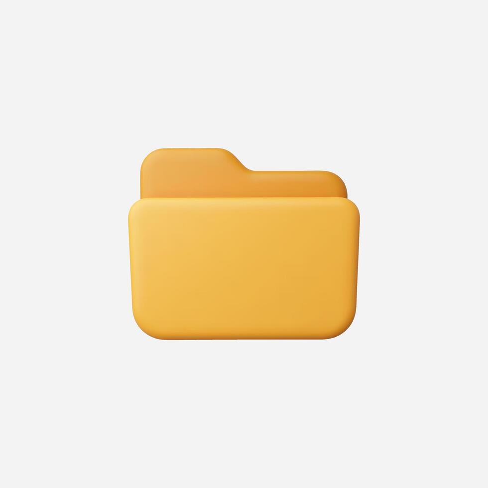 3D render of a yellow folder on a white background. Isolated object. vector