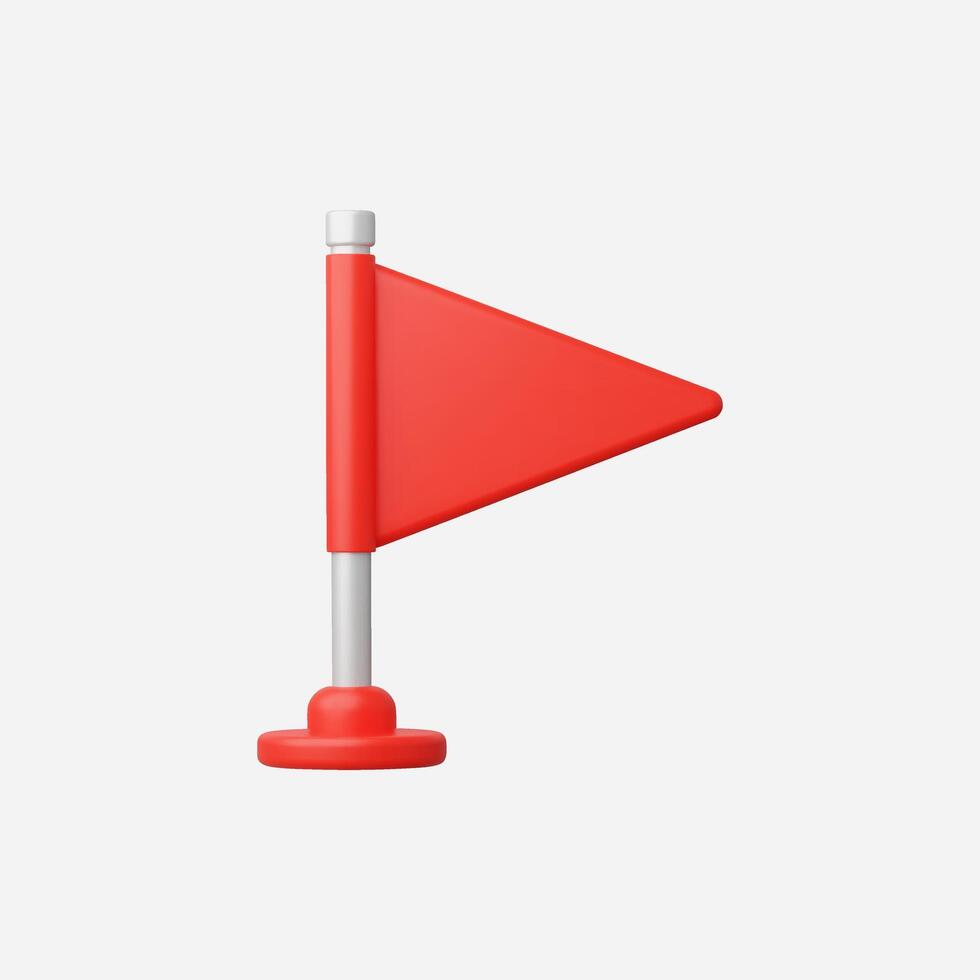 Simple red flag icon isolated on white background. 3D rendering. vector