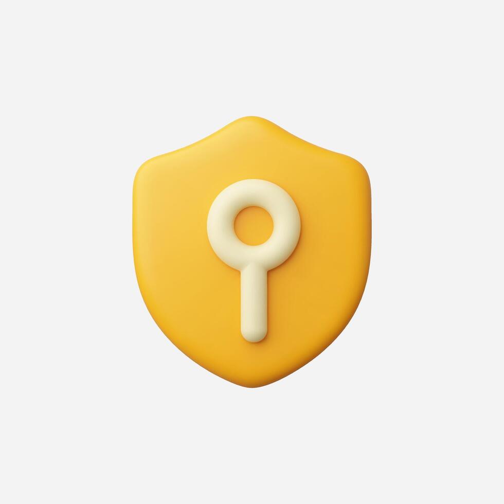 3D render of a shield with a keyhole, representing security and protection. vector
