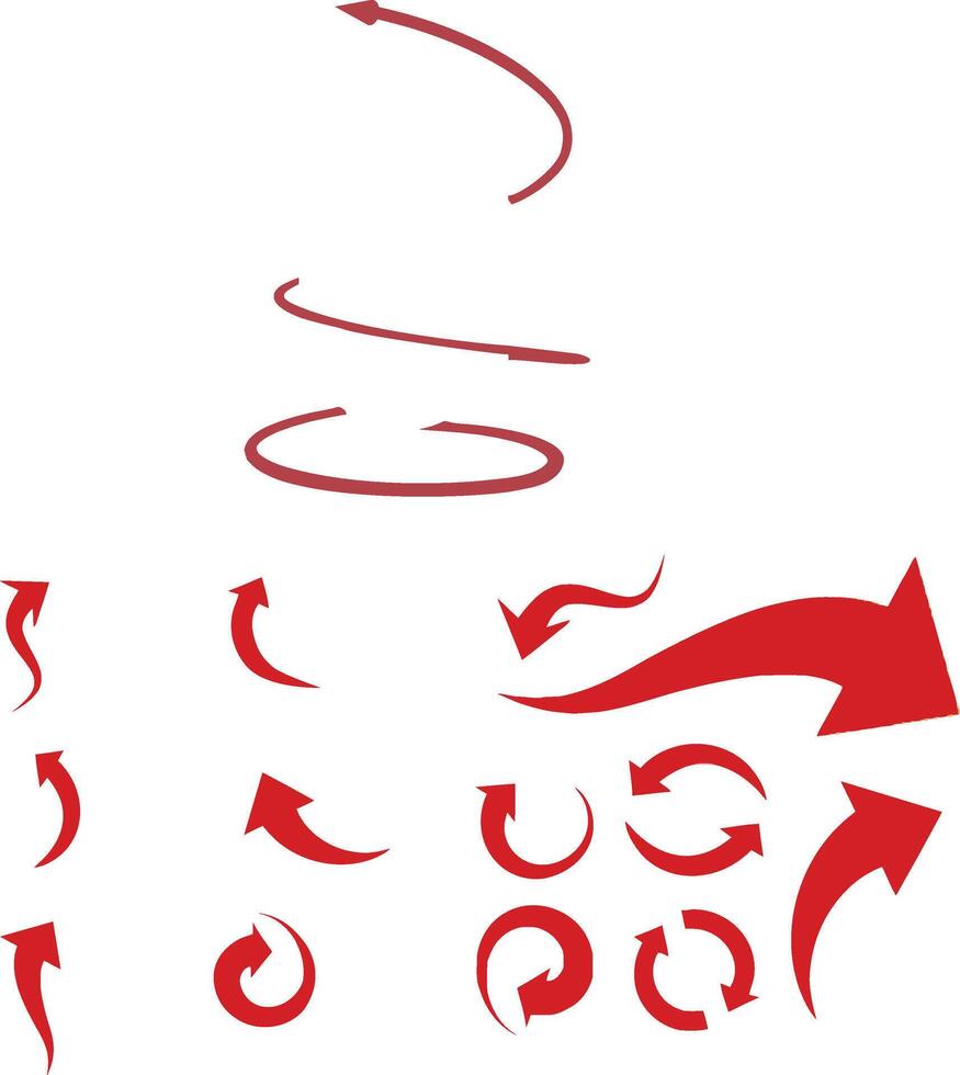 Red arrows pointing and rotating, suggesting movement and direction vector