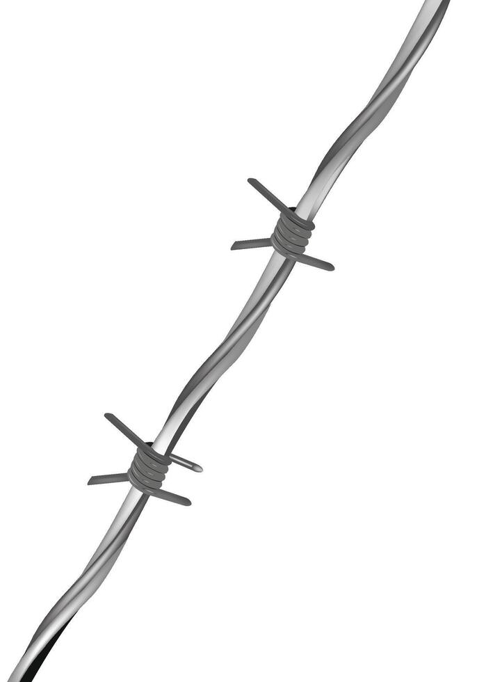 Barbed wire diagonal protecting property creating boundary on white background vector