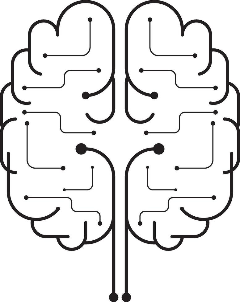 Circuit model human brain design. Human brain shape technology design with circuit. Outline brain design. vector
