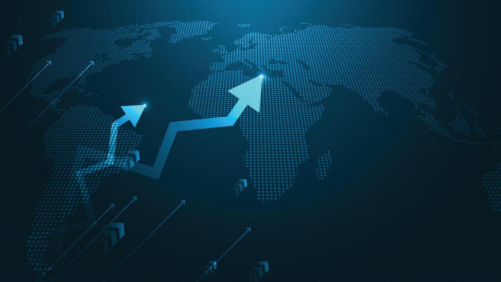 World map with growth arrows vector