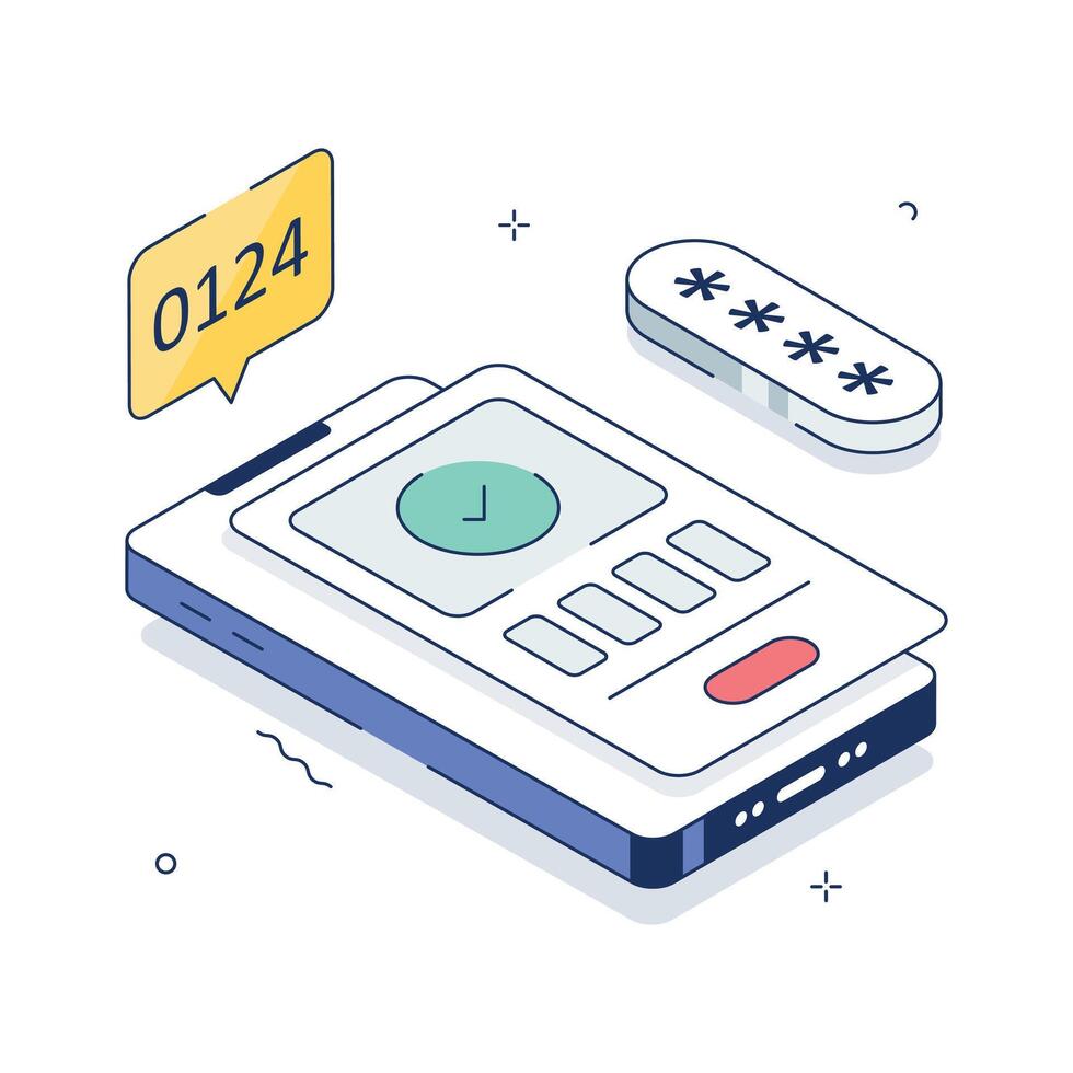 Amazing illustration of a secure mobile authentication process with verification code vector