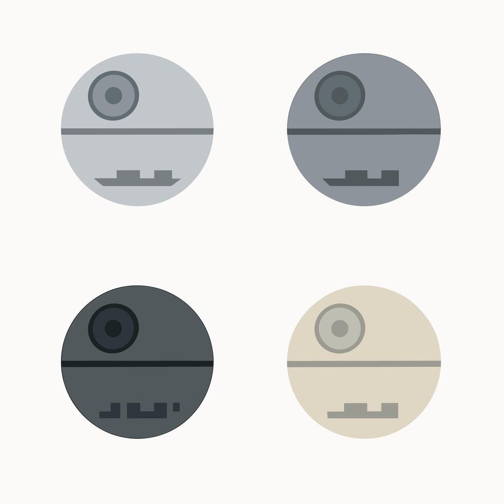 Flat Design Space Station Planet Set Illustration in Multiple Color vector