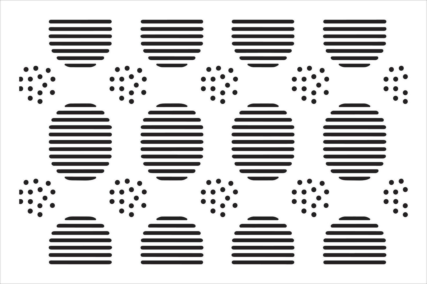 Geometric abstract pattern retro black and white stripes dots shapes graphic design vector