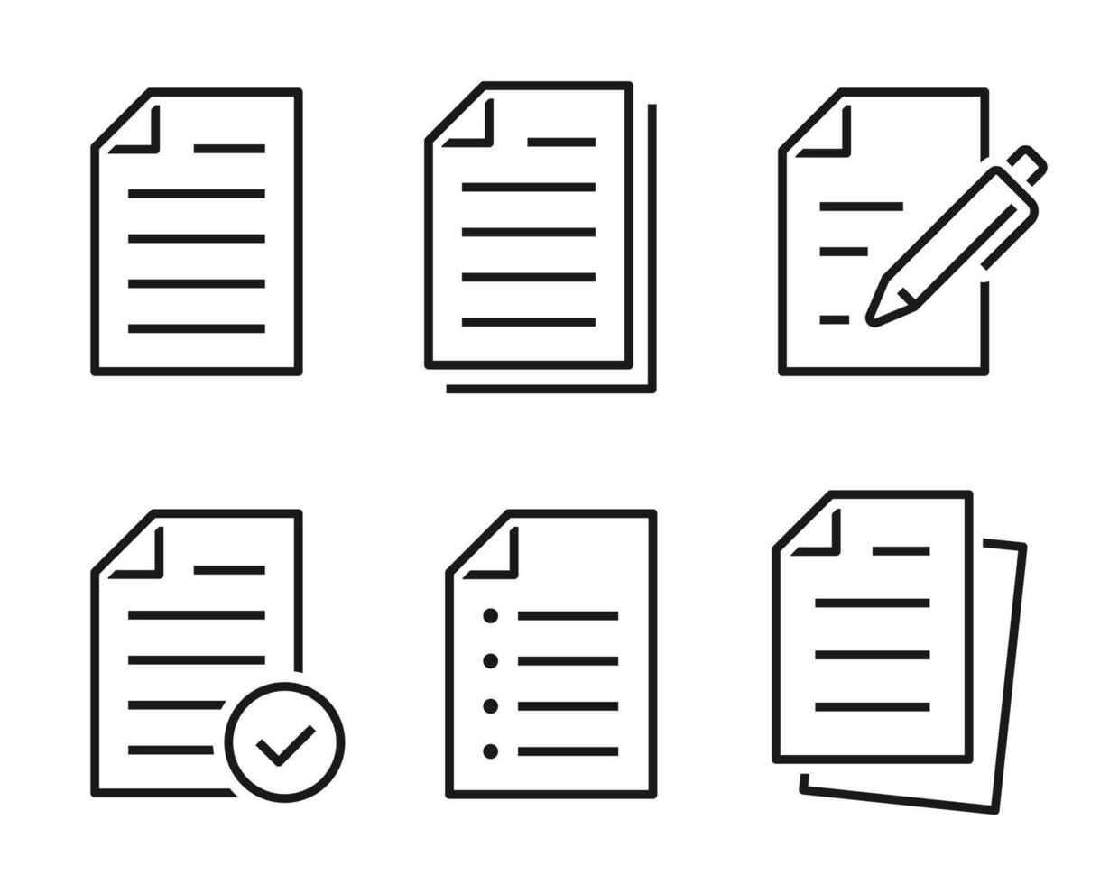 Document icon set. Collection paper document on white background. vector