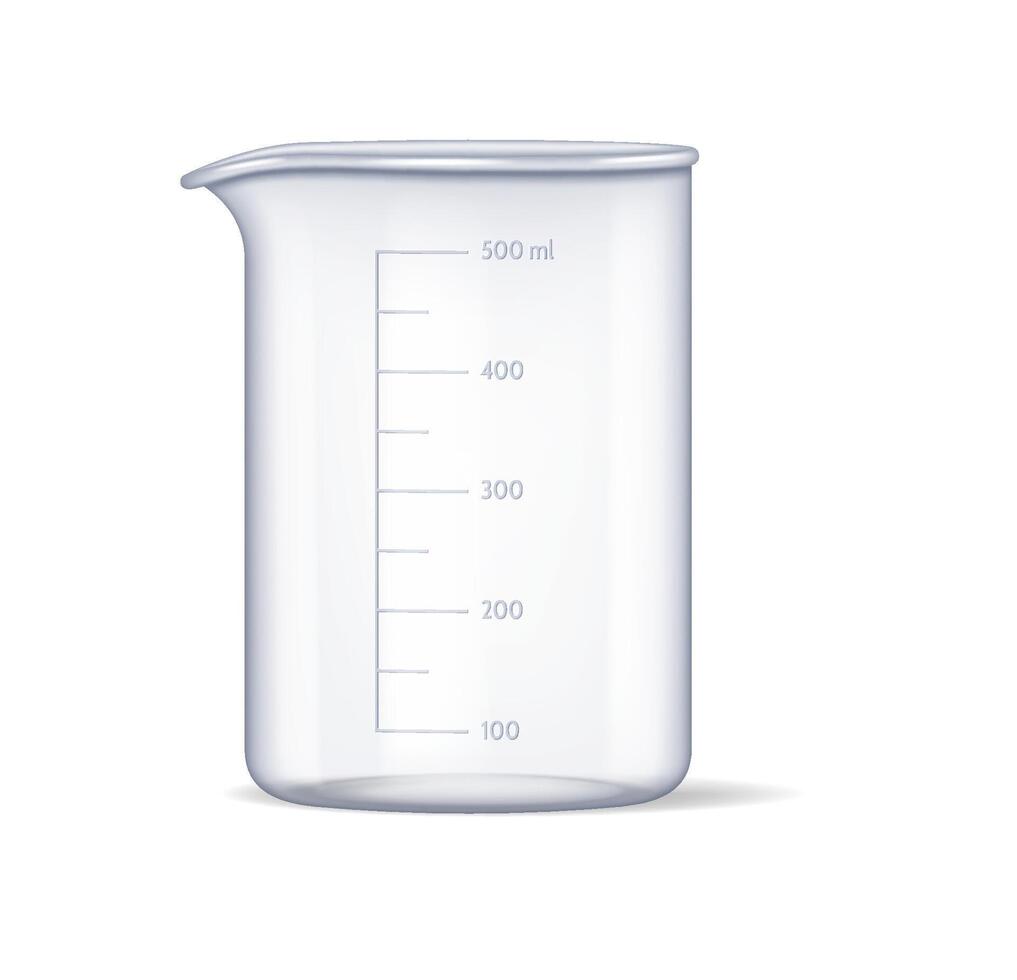 Illustration of a laboratory beaker featuring precise measurement markings. Clean design shows a scientific tool essential for accurate experiments. vector