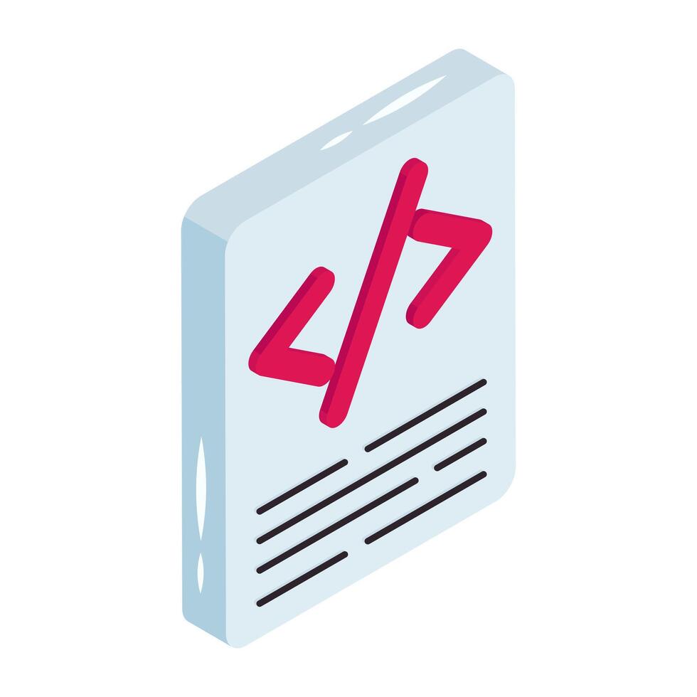 A isometric design icon of coding file vector