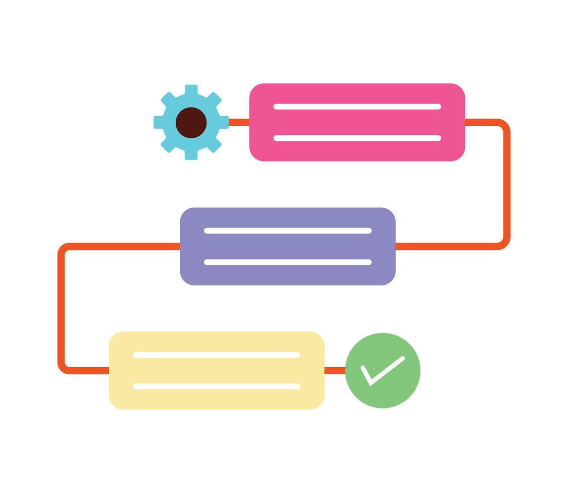 Modern Workflow and Process Diagram Icon with Gear and Checkmark vector