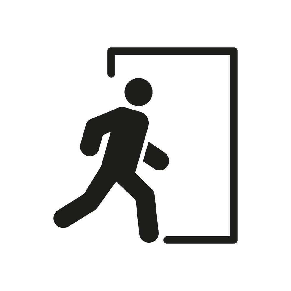 Exit Sign With Running Figure Solid Icon. Emergency Evacuation, Safety Guideline, And Quick Escape Route Silhouette Symbol. Fire Exit Notification. Isolated Illustration vector